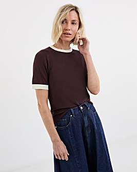 Contrast Tipping Knitted T-shirt