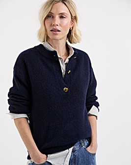 Classic Henley Button Knit Jumper