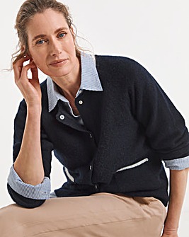 Contrast Bomber Style Knitted Cardigan