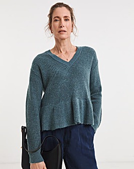 V Neck Peplum Jumper