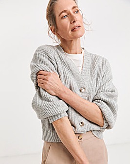 Ribbed V Neck Cardigan