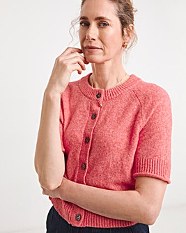 Pink Fine Knit Short Sleeve Cardigan
