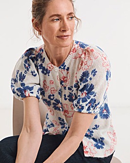 Printed Short Sleeve Cardigan