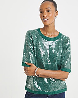 Sequin Short Sleeve Jumper