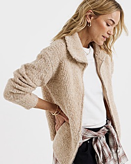 Boucle Zip Through Cardigan
