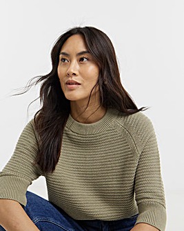 Pure Cotton Textured Knitted Jumper