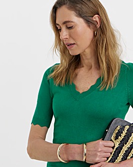 Scallop Hem Short Sleeve Jumper