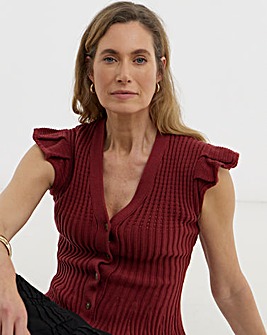 Knitted Frill Sleeve Vest