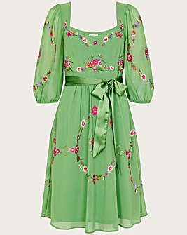 Monsoon Emelia Floral Embroidered Dress