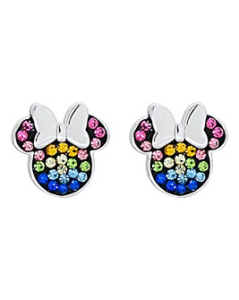 Disney Minnie Mouse Sterling Silver with Rainbow Stones Stud Earrings