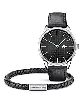 Lacoste Gents Stainless Steel Bracelet Watch Gift Set