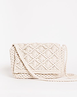 Ivory Macrame Crochet Cross Body Bag