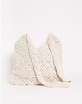 Ivory Macrame Crochet Shoulder Bag