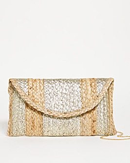 Gold Raffia Metallic Clutch Bag