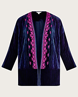 Monsoon Leah Embroidered Velvet Kimono