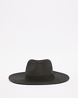 Black Straw Fedora Hat