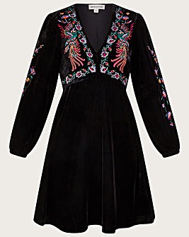 Monsoon Verina Velvet Embroidered Dress