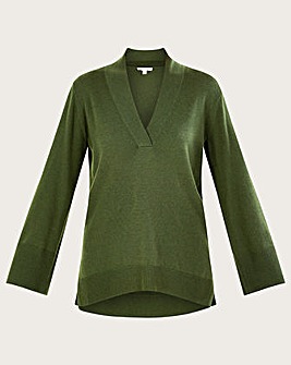 Green Roll Neck Longline Jumper