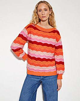 Monsoon Sasha Scallop Stripe Jumper