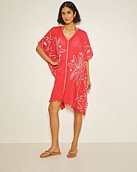 Monsoon Penny Tassel Embroidered Kaftan