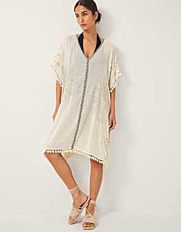 Monsoon Penny Tassel Embroidered Kaftan