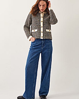 Monsoon Ness Woven Knit Cardigan