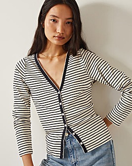 Monsoon Sil Stripe Jersey Cardigan