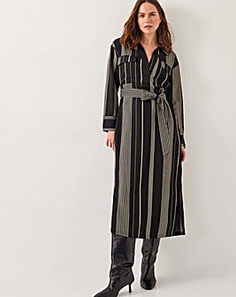 Monsoon Andi Stripe Midi Shirt Dress