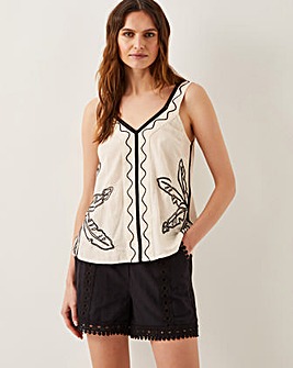 Monsoon Hope Leaf Embroidered Cami Top