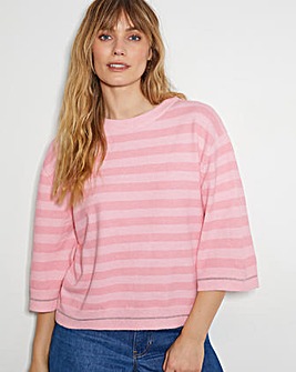 Monsoon Sammi Stripe Crop Sleeve Jumper