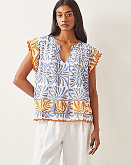 Monsoon Cece Woodblock Print Top