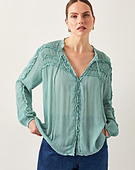 Monsoon Juliet Sheer Texture Ruffle Blouse