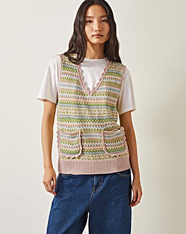 Monsoon Fawn Fair Isle Scallop Tank Top