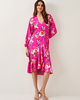 Monsoon Meredith Floral Midi Wrap Dress