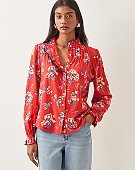 Monsoon Sarah Frill Floral Print Shirt