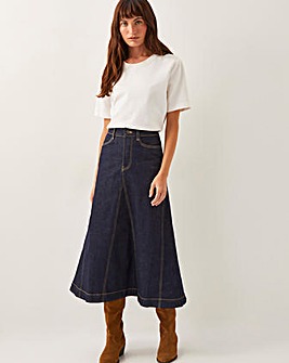 Monsoon Goldie Godet Denim Skirt