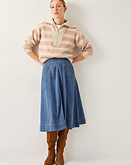 Monsoon Harper Seamed Denim Midi Skirt