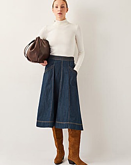 Monsoon Harper Seamed Denim Midi Skirt