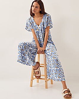 Monsoon Cece Woodblock Wide-Leg Jumpsuit