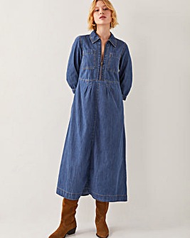 Monsoon Bonnie Zip Denim Shirt Dress