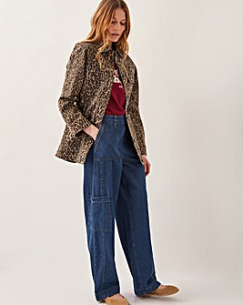 Monsoon Annie Leopard Print Denim Jacket