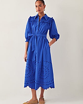 Monsoon Jules Broderie Midi Shirt Dress