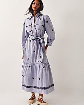 Monsoon Amelia Embroidered Shirt Maxi Dress