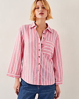 Monsoon Tyra Linen-Blend Stripe Shirt