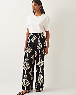 Monsoon Pamela Leaf Print Wide Leg Trousers