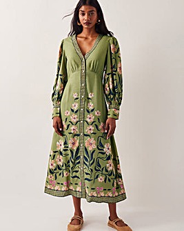 Monsoon Belle Floral Blouson Midi Dress