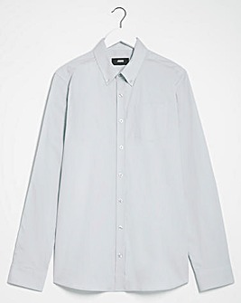 Silver Long Sleeve Button Down Poplin Shirt