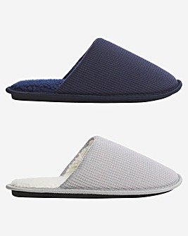2 Pack Lounge Slipper Wide Fit