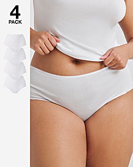 Pretty Secrets 4 Pack Value Cotton Full Brief Knickers -White