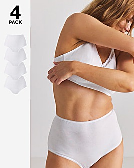 Pretty Secrets 4 Pack Value Cotton Full Brief Knickers -White
